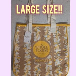 Whole Foods Yellow Plumeria Lei Large Rope Tote Bag Hawaii Exclusive